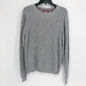 SOUL OF LONDON Mens Crewneck Sweater Grey Small Pullover Raised Pattern NWOT